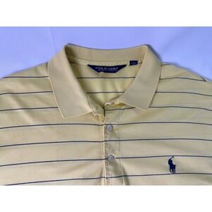 Polo Golf Ralph Lauren Yellow Pima Cotton‎ Striped Polo Pony Shirt Mens Large